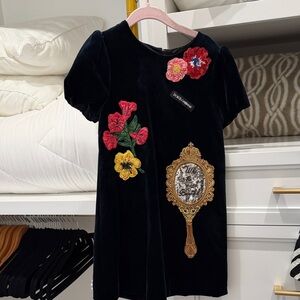 Dolce & Gabbana Black Dress with Floral Embellishments